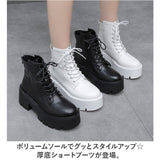 ショートブーツ 厚底 レディース 通販 ショート ブーツ 厚底ブーツ 編み上げブーツ ワークブーツ ミドルブーツ 厚底シューズ 紐靴 紐 ひも ヒール ハイヒール レースアップ 婦人靴