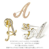 イニシャル ブローチ パール 3点セット 通販 ピンバッチ 3点 セット イニシャルブローチ コサージュ バッチ ジュエリー アクセサリー アルファベット 文字 合金 フォーマル レディース
