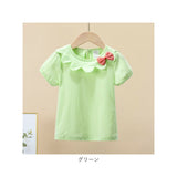 丸襟 カットソー キッズ 半袖 通販 ブラウス Tシャツ リボン コットン 綿 子供服 ガールズ ベビー 女の子 子供 子ども こども トップス おしゃれ かわいい