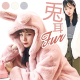 ファーコート レディース 耳 通販 コート ボリュームファーコート フェイクファー フード付き ジャケット 羽織 羽織り 厚め もこもこ ボリューム もふもふ 冬 アウター かわいい おしゃれ