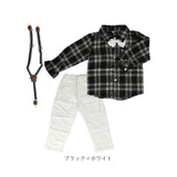 ベビー フォーマル 男の子 長袖 通販 ベビー服 赤ちゃん キッズ セット 上下セット シャツ 蝶ネクタイ リボン パンツ ズボン サスペンダー ズボン吊り チェックシャツ 子供服