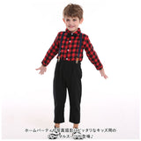 ベビー フォーマル 男の子 長袖 通販 ベビー服 赤ちゃん キッズ セット 上下セット シャツ 蝶ネクタイ リボン パンツ ズボン サスペンダー ズボン吊り チェックシャツ 子供服