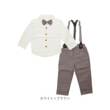 ベビー フォーマル 男の子 長袖 通販 ベビー服 赤ちゃん キッズ セット 上下セット パンツ ズボン シャツ 蝶ネクタイ リボン サスペンダー ズボン吊り 無地シャツ パンツセット 子供服