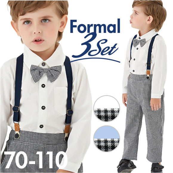 ベビー フォーマル 男の子 長袖 通販 ベビー服 赤ちゃん キッズ セット 上下セット パンツ ズボン シャツ 蝶ネクタイ リボン サスペンダー ズボン吊り パンツセット 子供服 入学式 入園式
