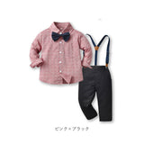 ベビー フォーマル 男の子 長袖 通販 ベビー服 赤ちゃん キッズ セット 上下セット シャツ 蝶ネクタイ リボン パンツ ズボン サスペンダー ズボン吊り パンツセット 子供服 発表会 卒園式