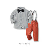 ベビー フォーマル 男の子 長袖 通販 ベビー服 赤ちゃん キッズ セット 上下セット パンツ ズボン シャツ 蝶ネクタイ リボン サスペンダー ズボン吊り パンツセット 子供服 入園式