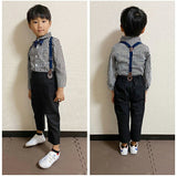 ベビー フォーマル 男の子 長袖 通販 ベビー服 赤ちゃん キッズ セット 上下セット パンツ ズボン シャツ 蝶ネクタイ リボン サスペンダー ズボン吊り パンツセット 子供服 入学式 卒園式