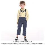 ベビー フォーマル 男の子 長袖 通販 ベビー服 赤ちゃん キッズ セット 上下セット シャツ 蝶ネクタイ リボン パンツ ズボン サスペンダー ズボン吊り パンツセット 黄色シャツ