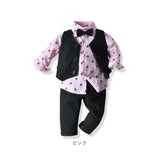 フォーマルスーツ 男の子 セットアップ 通販 フォーマル スーツ スーツセット 子供スーツ パンツ ベスト ジレ 蝶ネクタイ プリント シャツ 子供服 こども服 キッズ 上下セット 上下
