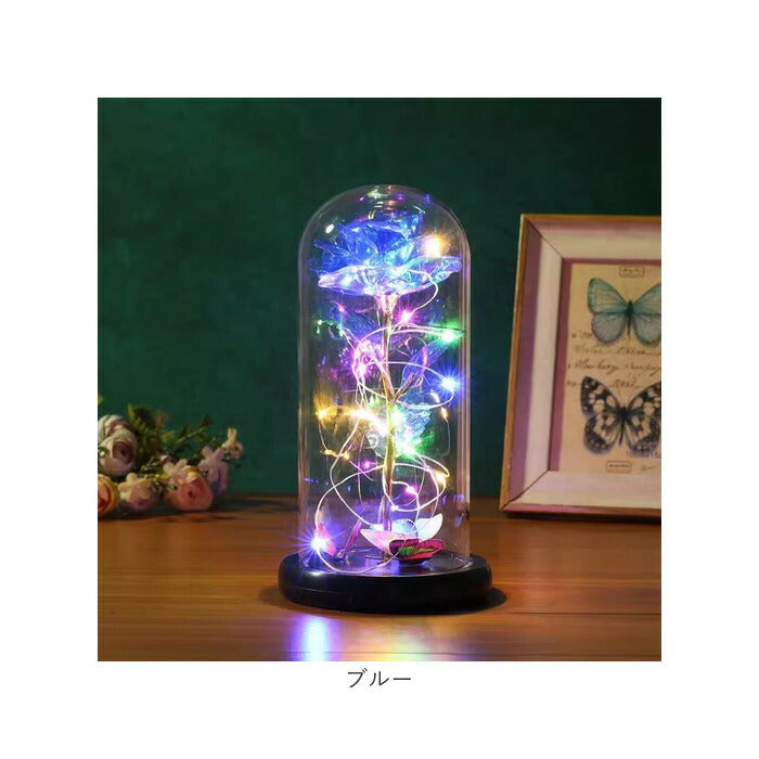 ガラスドーム ライト 通販 フラワーライト 卓上ライト LED ガラス ドームライト LEDライト フラワー 花 バラ 蝶 オブジェ 置物 ガラスアート 作り物の花 一輪 室内 リビング