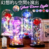ガラスドーム ライト 通販 フラワーライト 卓上ライト LED ガラス ドームライト LEDライト フラワー 花 バラ 蝶 オブジェ 置物 ガラスアート 作り物の花 一輪 室内 リビング