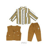 セットアップ 長袖シャツ 男の子 通販 ベスト パンツ 長ズボン ズボン ストライプシャツ カジュアル 長袖 シャツ ストライプ ポケット 子供服 子ども服 子供用 子供 こども 子ども キッズ