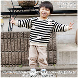 セットアップ Tシャツ 男の子 通販 長袖シャツ 長袖 シャツ パンツ 長ズボン ズボン トレーナー 子供服 ラウンドネック ストライプ かわいい カジュアル 子供 こども 子ども キッズ 春 秋