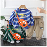 セットアップ トレーナー 男の子 通販 長袖シャツ 長袖 シャツ パンツ 長ズボン ズボン Tシャツ 子供服 ラウンドネック ストライプ カジュアル 子供 こども 子ども キッズ 春 秋