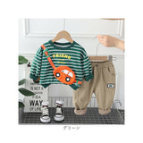 セットアップ トレーナー 男の子 通販 長袖シャツ 長袖 シャツ パンツ 長ズボン ズボン Tシャツ 子供服 ラウンドネック ストライプ カジュアル 子供 こども 子ども キッズ 春 秋