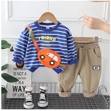 セットアップ トレーナー 男の子 通販 長袖シャツ 長袖 シャツ パンツ 長ズボン ズボン Tシャツ 子供服 ラウンドネック ストライプ カジュアル 子供 こども 子ども キッズ 春 秋
