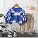 セットアップ トレーナー 男の子 通販 長袖シャツ 長袖 シャツ パンツ 長ズボン ズボン Tシャツ 子供服 ラウンドネック ストライプ カジュアル 子供 こども 子ども キッズ 春 秋
