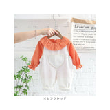 セットアップ デニム ズボン ブラウス 女の子 通販 オーバーオール デニムパンツ パンツ シャツ 長袖 襟 フリル 無地 ラウンドネック 子供服 かわいい カジュアル 子供用 子供 こども