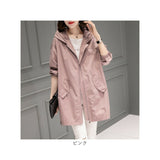 マウンテンパーカー レディース ロング 通販 スプリングコート トレンチコート アウター コート ジャケット ウィンドブレイカー フード付き ジップアップ 薄手 パーカー シンプル スリム