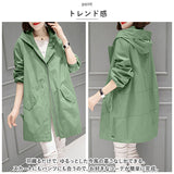 マウンテンパーカー レディース ロング 通販 スプリングコート トレンチコート アウター コート ジャケット ウィンドブレイカー フード付き ジップアップ 薄手 パーカー シンプル スリム