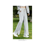 ラッシュガード ズボン レディース 通販 ラッシュパンツ 長ズボン パンツ ロングパンツ ボトムス 日焼け対策 ひんやり 薄手 速乾性 スリット入り ストレート 水着の上から ウエストゴム