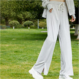 ラッシュガード ズボン レディース 通販 ラッシュパンツ 長ズボン パンツ ロングパンツ ボトムス 日焼け対策 ひんやり 薄手 速乾性 スリット入り ストレート 水着の上から ウエストゴム