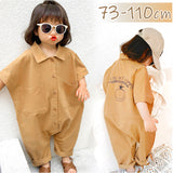 カバーオール キッズ 子供服 通販 オーバーオール 繋ぎ サロペット つなぎ 普段着 半袖 ポケット ボタン ゆったり カジュアル かわいい 女の子 子供 子ども こども 韓国