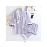 パジャマ レディース ガーゼ 夏用 通販 ナイトウェア ルームウェア 部屋着 七分袖 7分袖 綿 コットン 甚平 Vネック 入院 長ズボン ゆったり 前開き かわいい おしゃれ 春 夏 秋 寝巻き