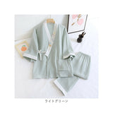 パジャマ レディース ガーゼ 夏用 通販 ナイトウェア ルームウェア 部屋着 七分袖 7分袖 綿 コットン 甚平 Vネック 入院 長ズボン ゆったり 前開き かわいい おしゃれ 春 夏 秋 寝巻き