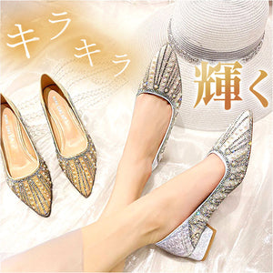 ビジュー パンプス 通販 靴 シューズ レディース ローヒールパンプス ポインテッドパンプス おしゃれ お洒落 ヒール3cm ゴム底 レディースシューズ 歩きやすい かわいい 通勤 オフィス