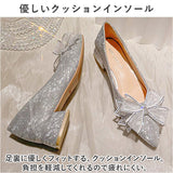 ビジュー パンプス リボン 通販 靴 シューズ ポインテッドパンプス ローヒールパンプス レディース 歩きやすい ヒール3cm ゴム底 かわいい おしゃれ お洒落 レディースシューズ
