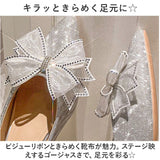 ビジュー パンプス リボン 通販 靴 シューズ ポインテッドパンプス ローヒールパンプス レディース 歩きやすい ヒール3cm ゴム底 かわいい おしゃれ お洒落 レディースシューズ