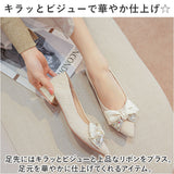 ビジュー パンプス リボン 通販 ローヒールパンプス ポインテッドパンプス 靴 シューズ レディース 歩きやすい かわいい ヒール3cm おしゃれ お洒落 ゴム底 レディースシューズ 通勤