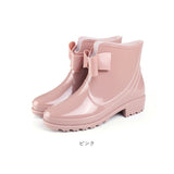 レインブーツ ショート レディース 通販 長靴 長ぐつ ショートブーツ ラバーブーツ ブーツ 雨靴 リボン 滑りにくい 通勤 通学 梅雨 雨 通気性 無地 シンプル かわいい おしゃれ
