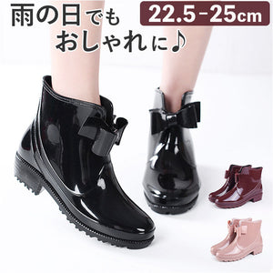 レインブーツ ショート レディース 通販 長靴 長ぐつ ショートブーツ ラバーブーツ ブーツ 雨靴 リボン 滑りにくい 通勤 通学 梅雨 雨 通気性 無地 シンプル かわいい おしゃれ