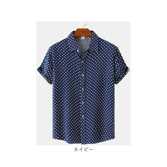 シャツ メンズ ドット 通販 カジュアルシャツ 半袖 薄手 ドット