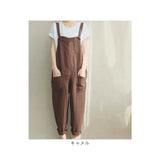 サロペット パンツ 通販 オールインワン サロペ オーバーオール ボトムス ズボン 長ズボン ロング 綿 麻 ポケット シンプル 無地 通勤 通学 カジュアル ゆったり レディース おしゃれ