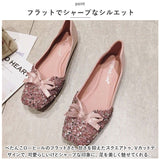 ローヒール パンプス おしゃれ 通販 フラットシューズ バレエシューズ 靴 くつ シューズ スクエアトゥ ぺたんこ 軽量 痛くない 疲れにくい Vカット 柔らか リボン キラキラ 通勤 通学