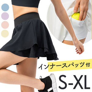 テニススカート ポケット 通販 スポーツスカート ゴルフウェア スカート ミニスカート 運動着 ボトムス インナーパンツ付き 通気 快適 ランニング マラソン 練習 部活 フレア ショート丈
