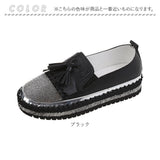 大人 厚底 スリッポン 通販 スニーカー フラットシューズ 靴 くつ シューズ おしゃれ レディース タッセル付き ラウンドトゥ コンフォート ローカット ペタンコ 滑りにくい 履きやすい