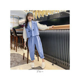 スーツ 女の子 3点セット 通販 パンツスーツ パンツ シャツ ベスト 子供スーツ セットアップ 子供服 キッズ ジュニア 子供 子ども こども ゆったり 小学生 中学生 高校生 入学式 卒業式
