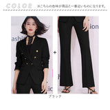 レディース スーツ セットアップ ビジネス 通販 パンツスーツ 上下セット レディーススーツ ビジネススーツ セレモニースーツ フォーマルスーツ 長袖 無地 金ボタン ビジカジ 入学式
