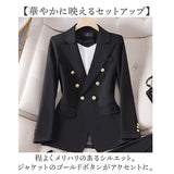 レディース スーツ セットアップ ビジネス 通販 パンツスーツ 上下セット レディーススーツ ビジネススーツ セレモニースーツ フォーマルスーツ 長袖 無地 金ボタン ビジカジ 入学式