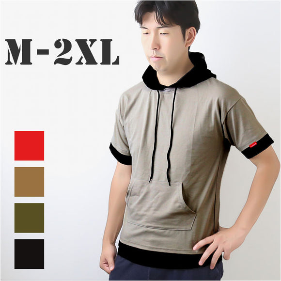 Tシャツ 半袖 メンズ 通販 半袖パーカー パーカー トップス カットソー プルオーバー ティーシャツ フード付 ルームウェア 夏 通勤 通学 シンプル 無地 デイリー 普段着 カジュアル