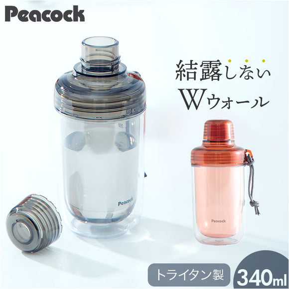 ピーコック Peacock 水筒 PPB-35 通販 クリアボトル キャップタイプ 340ml マイボトル ダイレクトボトル 直飲み 透明 ボトル シェーカー プロテイン スポーツドリンク対応 おしゃれ