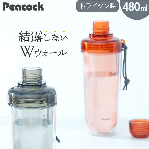 ピーコック Peacock 水筒 PPB-50 通販 クリアボトル キャップタイプ 480ml マイボトル ダイレクトボトル 直飲み 透明 ボトル シェーカー プロテイン スポーツドリンク対応 おしゃれ