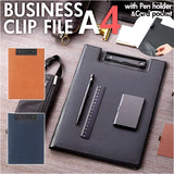 バインダー ビジネスクリップファイル 通販 A4 クリップボード クリップ ファイル 多機能 ビジネス 商談 オフィス レイメイ藤井 二つ折り 上品 仕事 ペンホルダー ポケット 書類 高級感