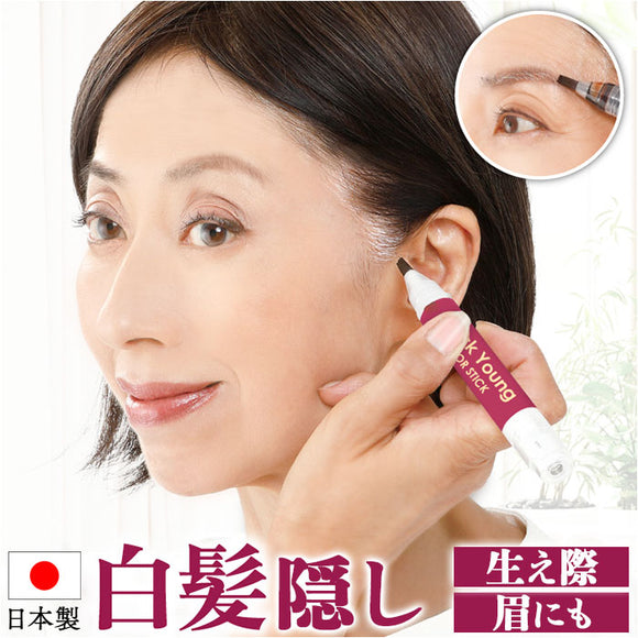 白髪隠し 通販 日本製 カラースティック 白髪かくし ヘアカラー ヘアファンデーション 白髪 白髪ケア 白髪染め ペンタイプ 生え際 筆タイプ 眉毛 まゆげ 塗るだけ 普段使い 女性用