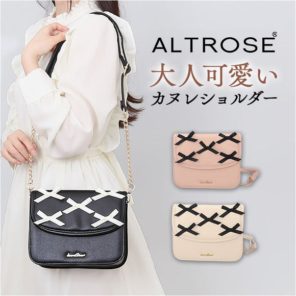 ALTROSE アルトローズ ショルダーバッグ リボン 通販 ショルダーバック ショルダー バッグ 肩掛け 斜めかけ ななめかけ 合皮 フェイクレザー ポケット マグネットボタン レディース