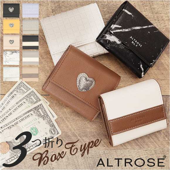 Altrose アルトローズ 三つ折り財布 レディース 通販 財布 お財布 さいふ ウォレット 三つ折り ミニ ボックス ボックス型 ALTROSE altrose 小さい コイン カード お札 カード入れ